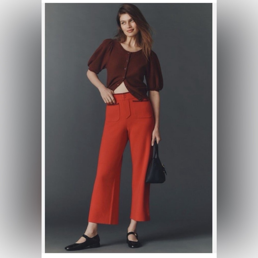 Anthropologie Colette High-Rise Wide-Leg Women's Pants in Red-size 3x NWT